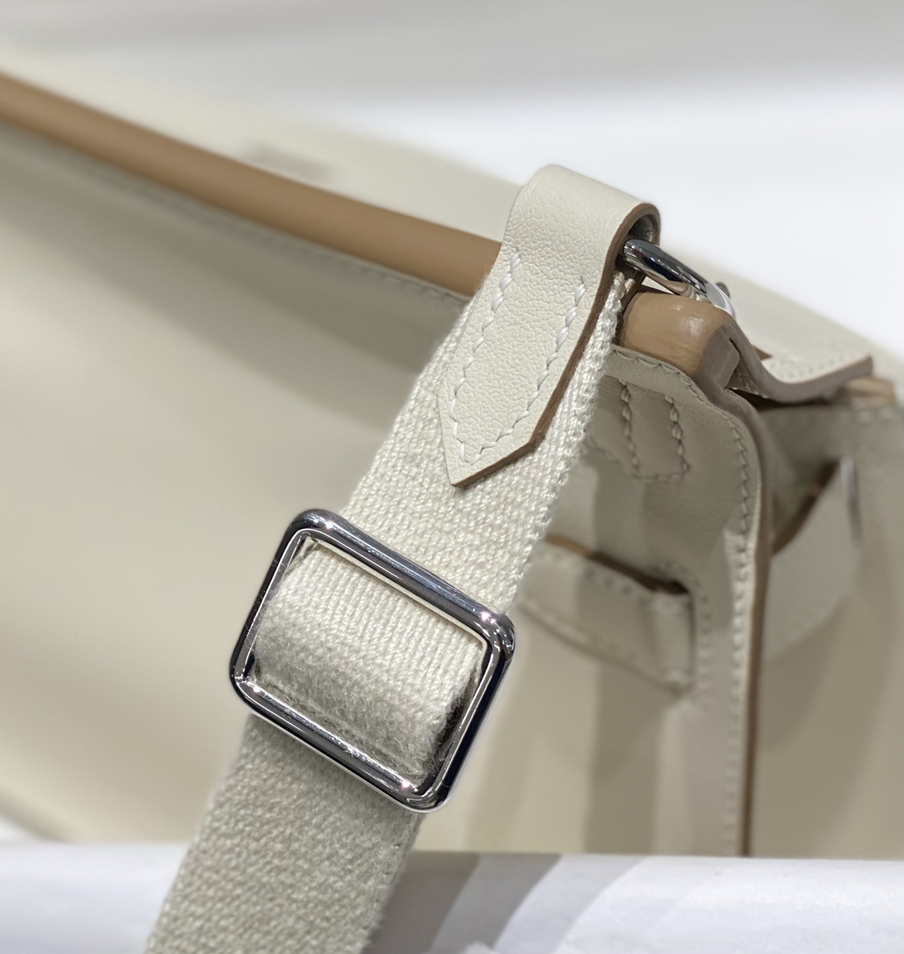 Hermes Jypsiere Mini Shoulder Bag In Cream White Swift Leather